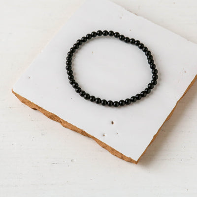 Gemstone Bead Stretch Bracelet - 4mm Beads