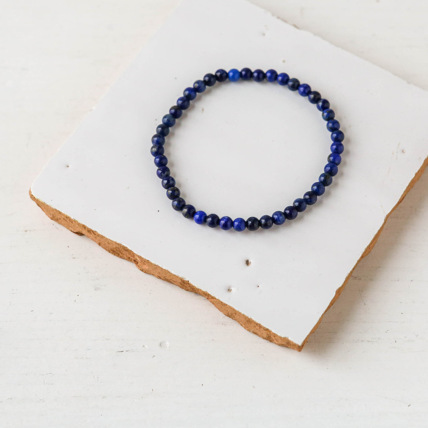 Gemstone Bead Stretch Bracelet - 4mm Beads