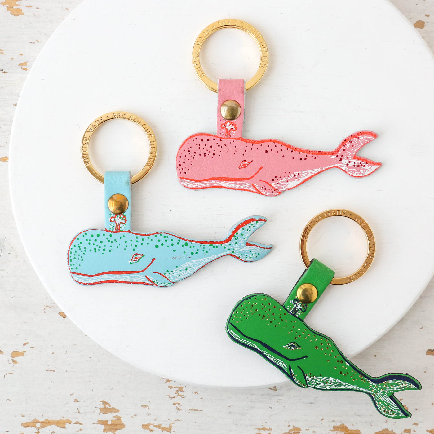 Humpback Whale Shaped Leather Keyring