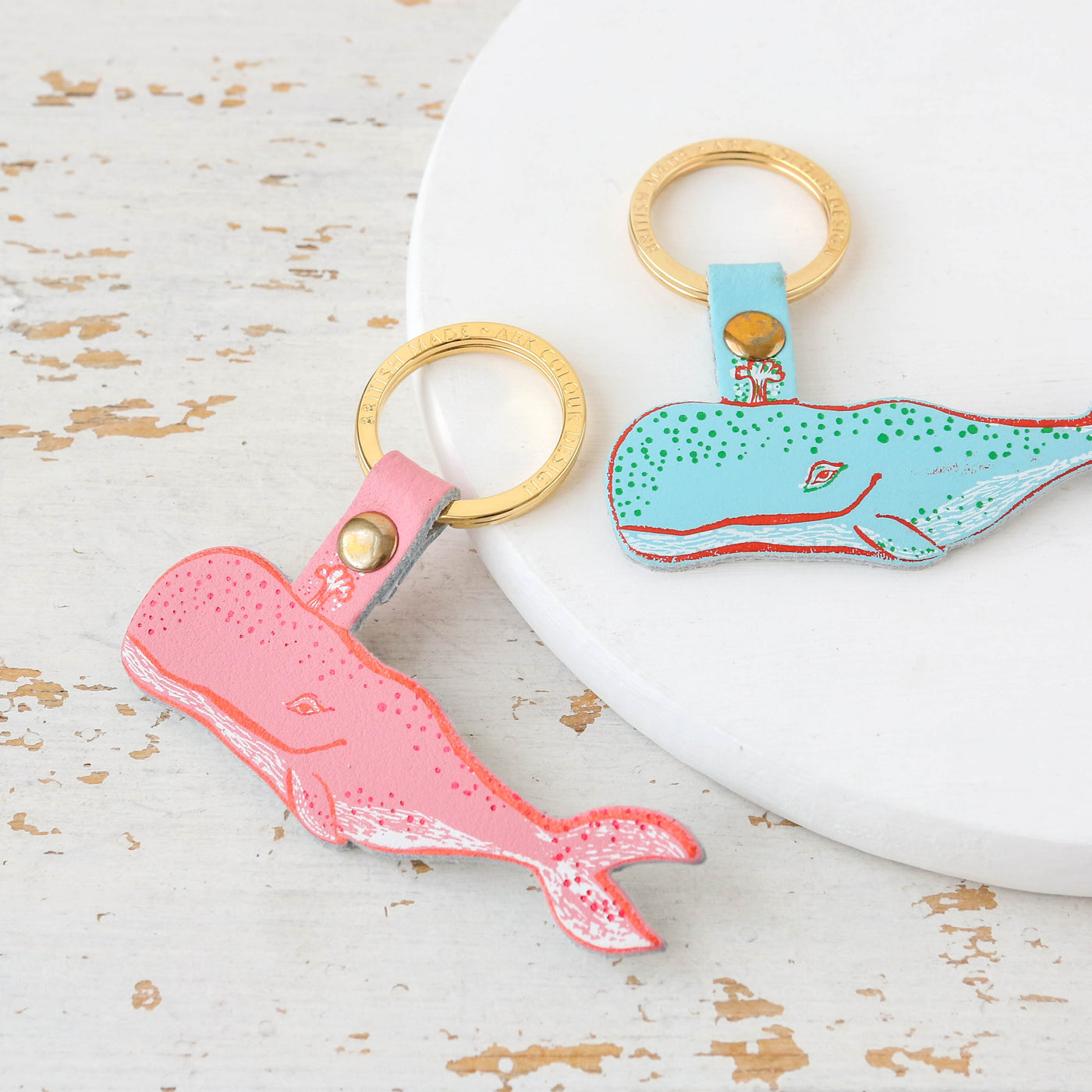 Humpback Whale Shaped Leather Keyring