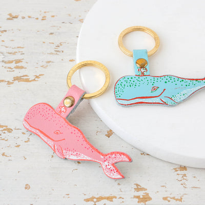 Humpback Whale Shaped Leather Keyring