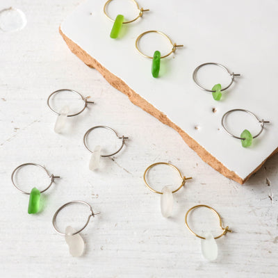 Sea Glass & Silver Small Hoop Earrings