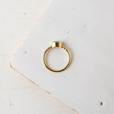 Brass Stacking Ring with Aquamarine Stone