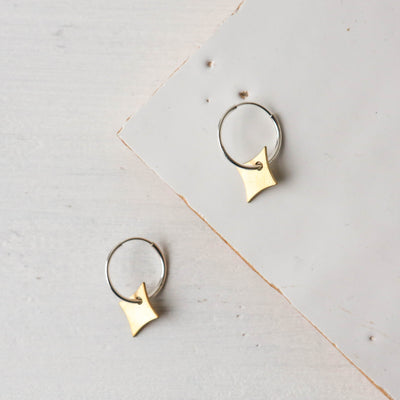 'Kate' Brass & Silver Hoop Earrings