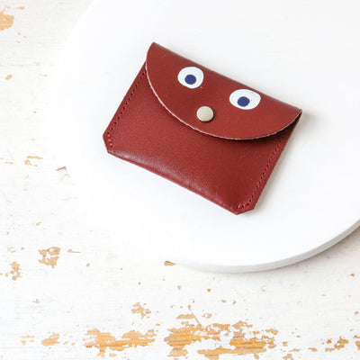 Leather Googly Eye Mini Money Purse