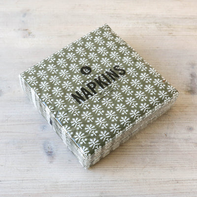 Pack of Paper Napkins - Olive Green