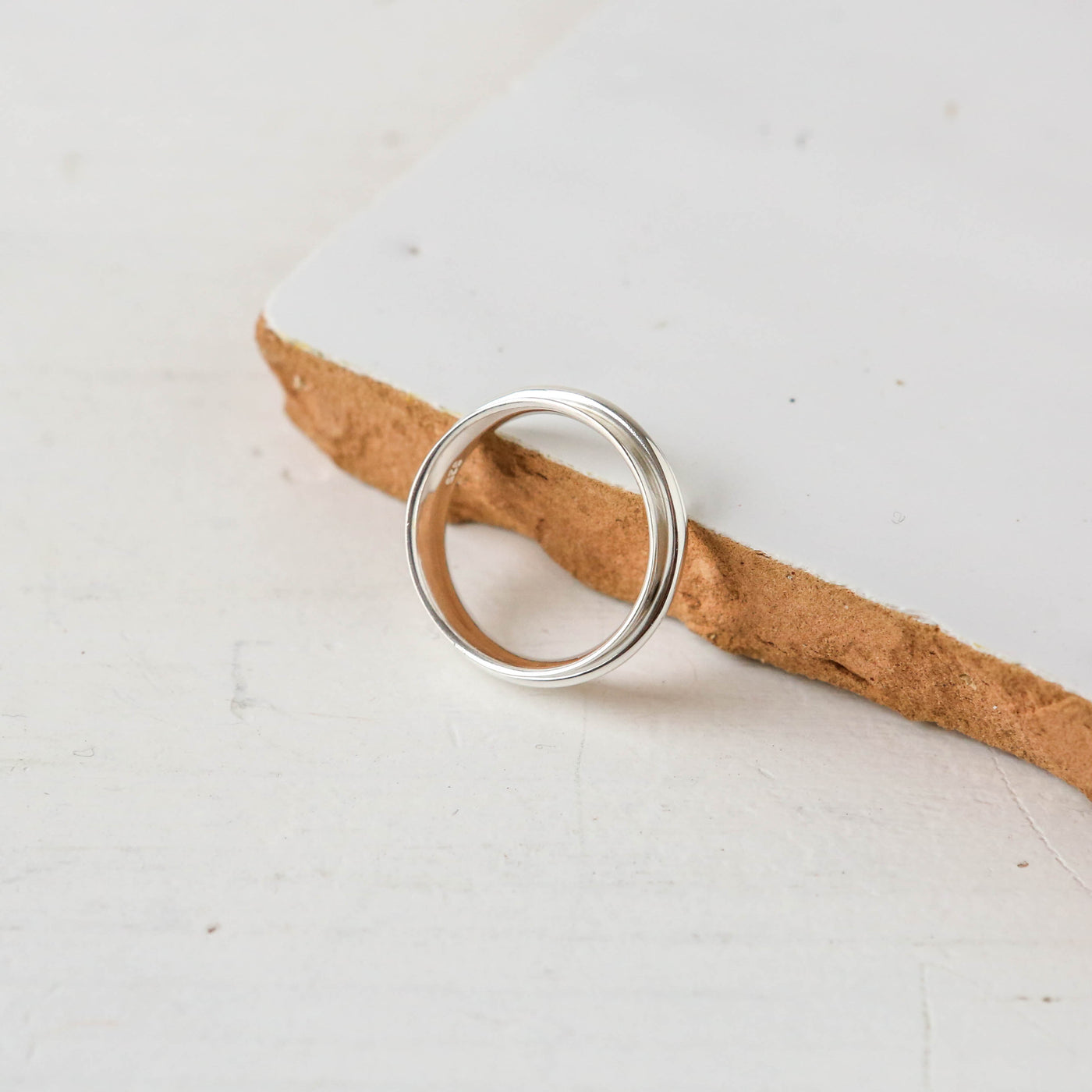 Narrow Silver Hammered Spinning Ring