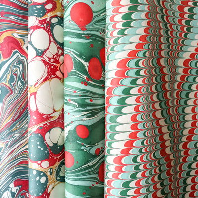 Hand Marbled Wrap - Festive Bubbles