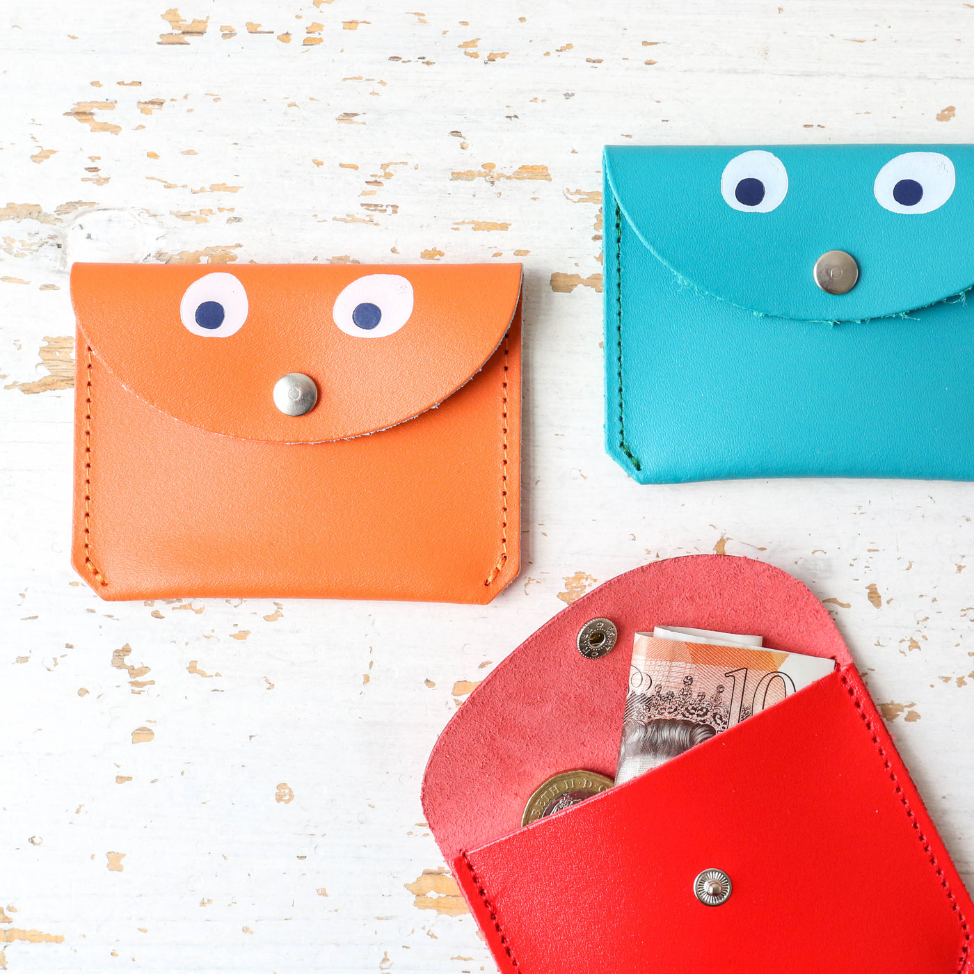 Leather Googly Eye Mini Money Purse