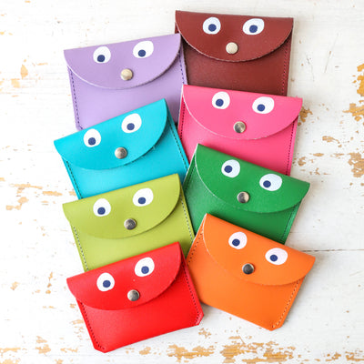 Leather Googly Eye Mini Money Purse