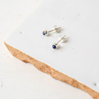 Tiny Silver Pebble Stud Earrings