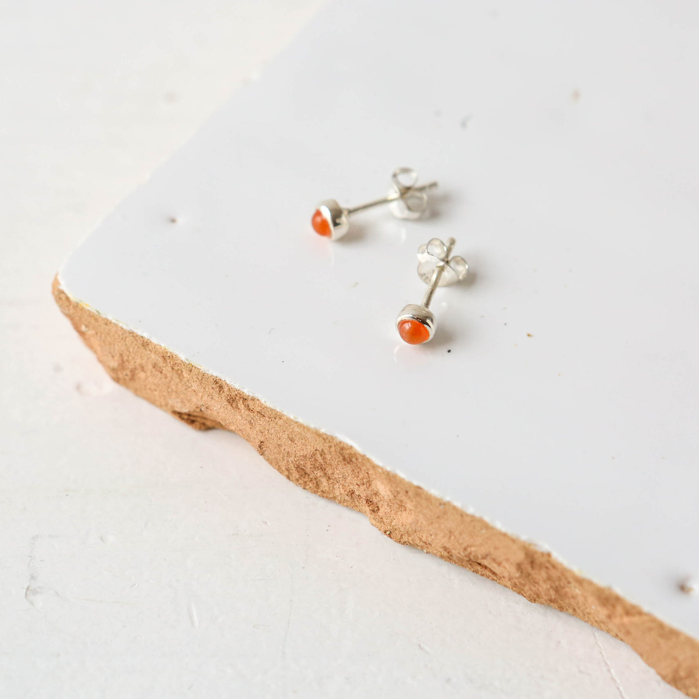 Tiny Silver Pebble Stud Earrings