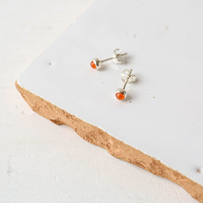 Tiny Silver Pebble Stud Earrings