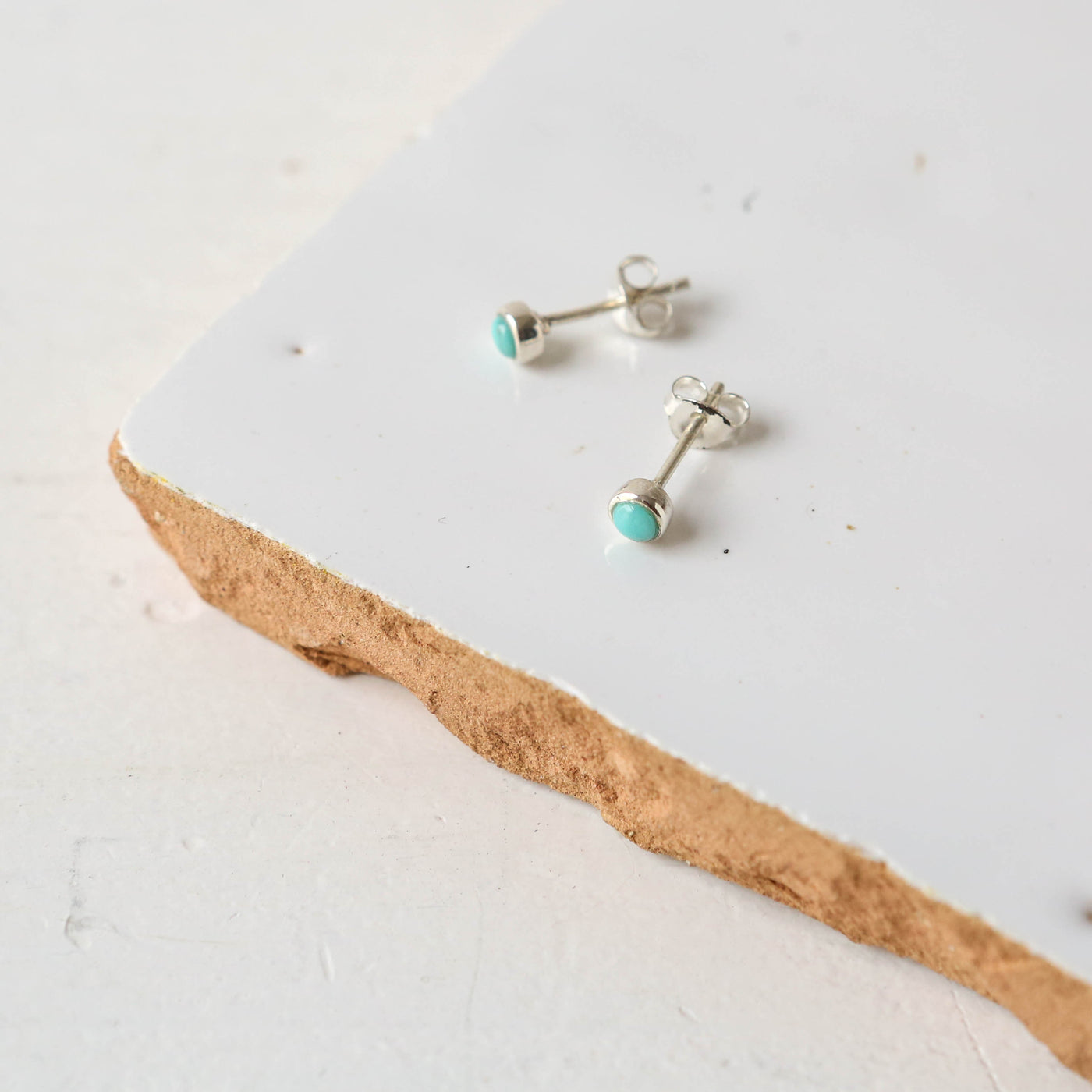 Tiny Silver Pebble Stud Earrings