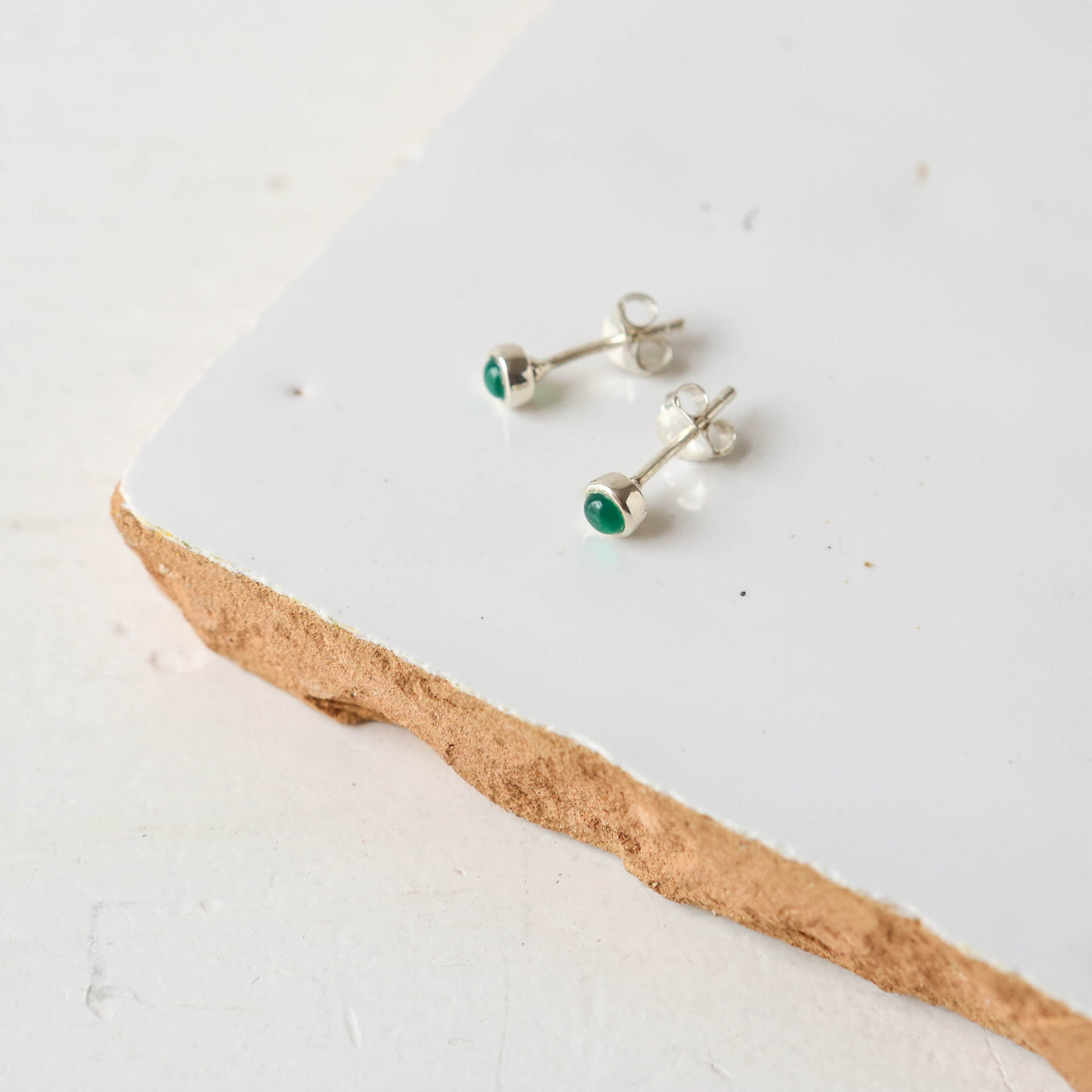 Tiny Silver Pebble Stud Earrings