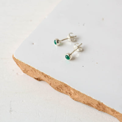 Tiny Silver Pebble Stud Earrings