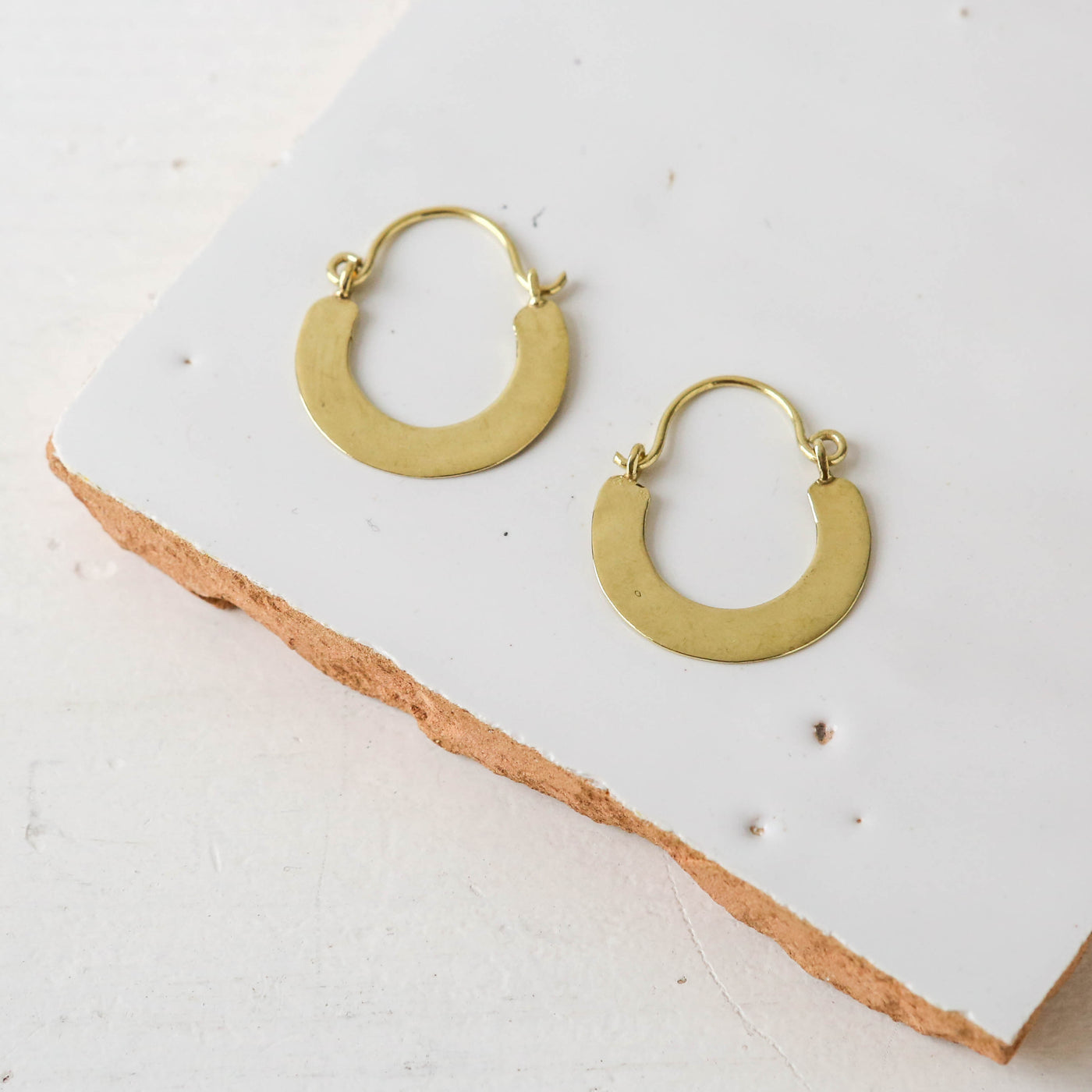 'Amber' Brass Hoop Earrings