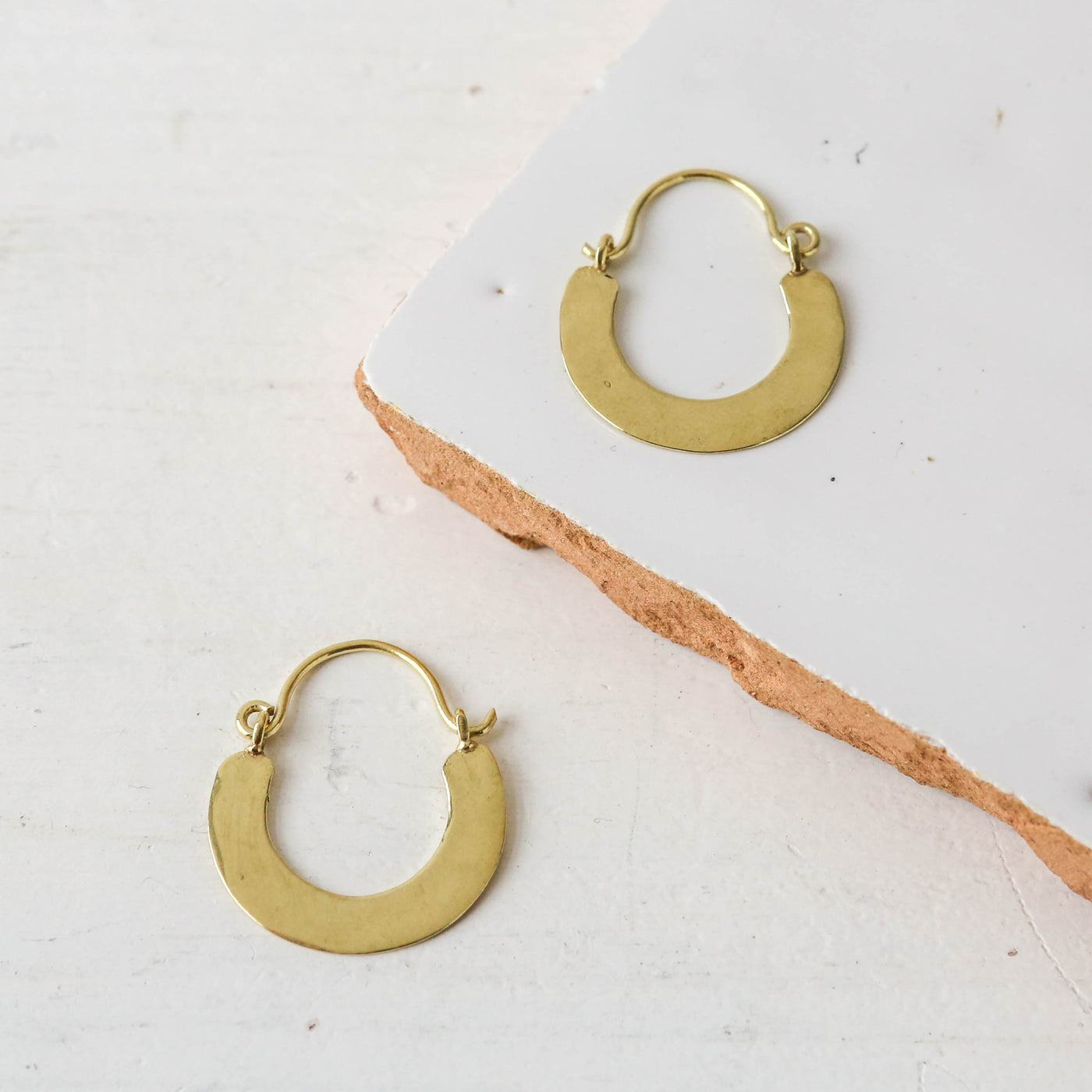 'Amber' Brass Hoop Earrings