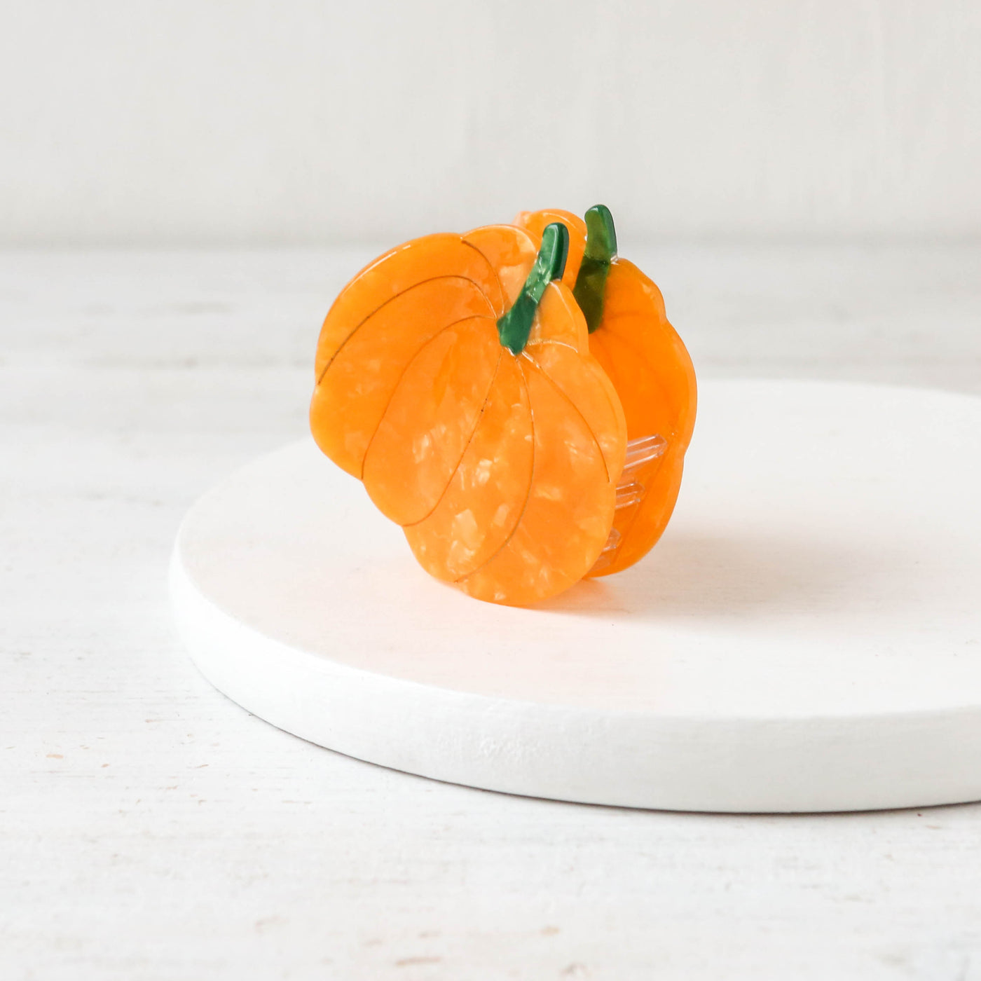 Hand Painted Cellulose Hair Claw - Pumpkin