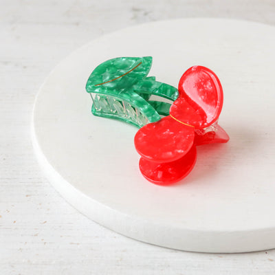 Hand Painted Cellulose Hair Claw - Cherry Fruit