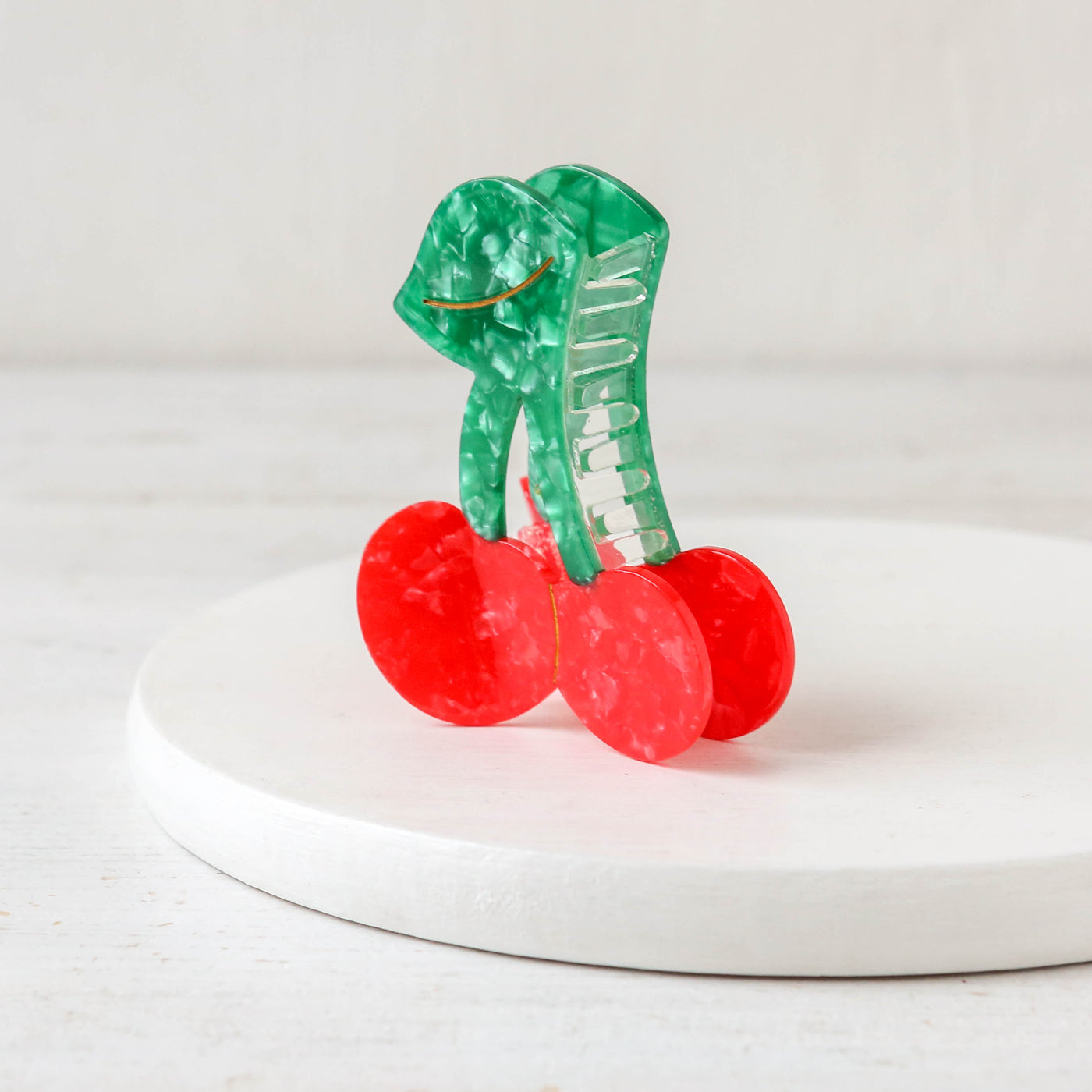 Hand Painted Cellulose Hair Claw - Cherry Fruit
