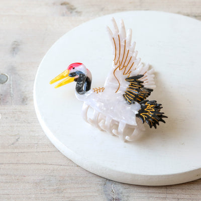Hand Painted Cellulose Hair Claw - Crane