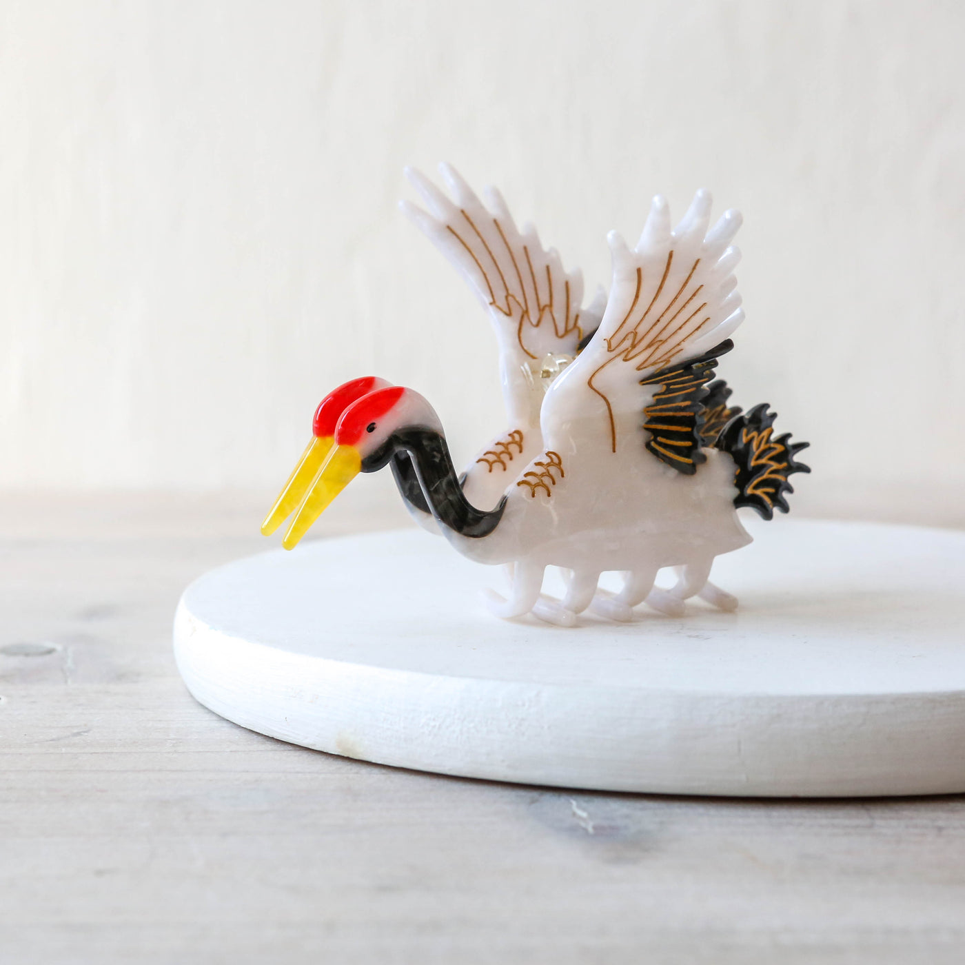 Hand Painted Cellulose Hair Claw - Crane