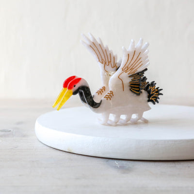Hand Painted Cellulose Hair Claw - Crane