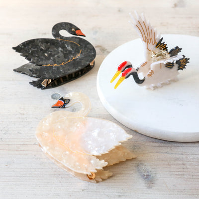 Hand Painted Cellulose Hair Claw - Crane