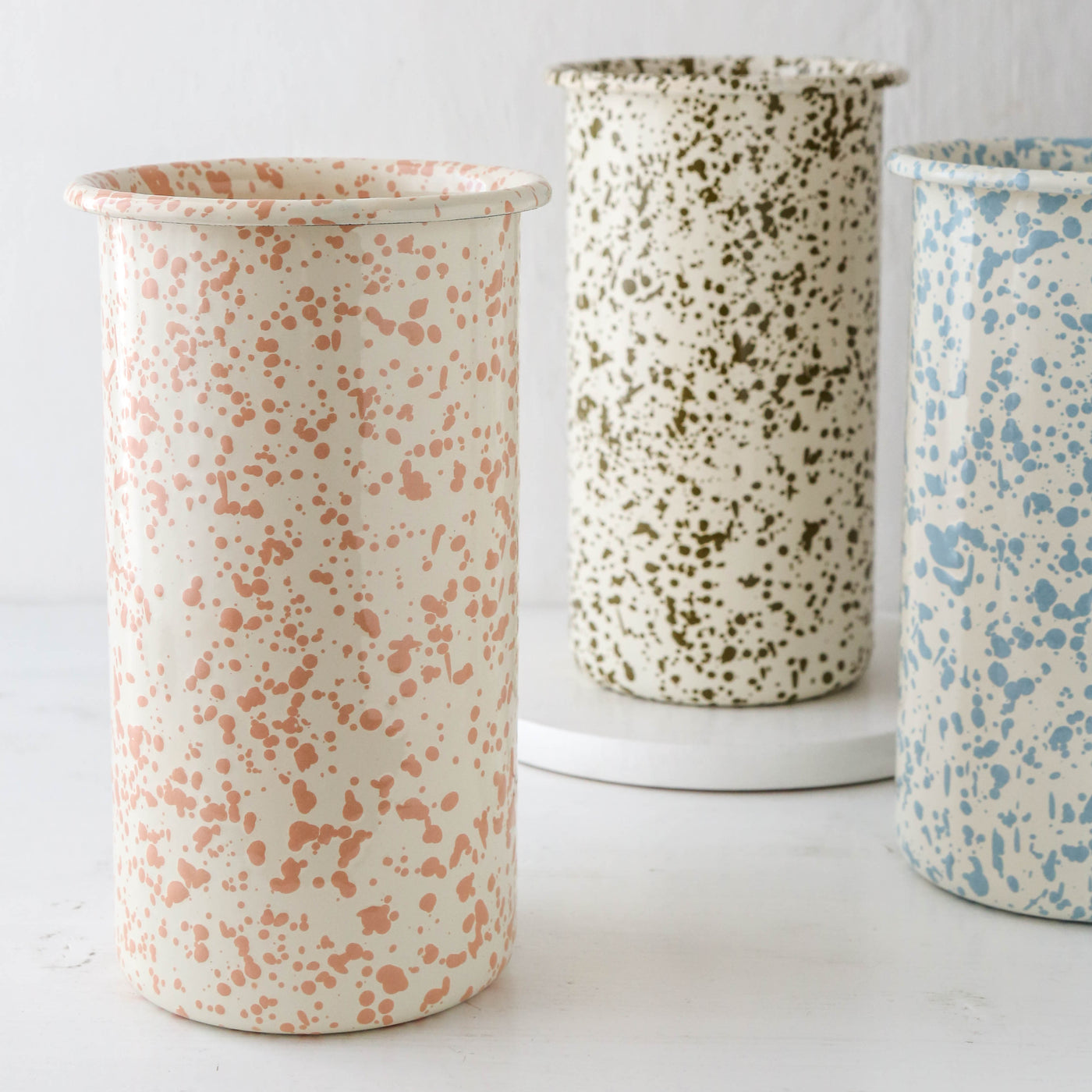 Splatterware Enamel Vase - Peachy Pink