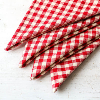 Set of Four Cotton Napkins - Red Gingham