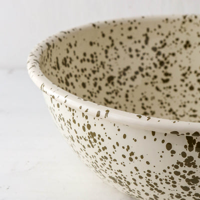 Splatterware Enamel Basin Bowl - Olive Green