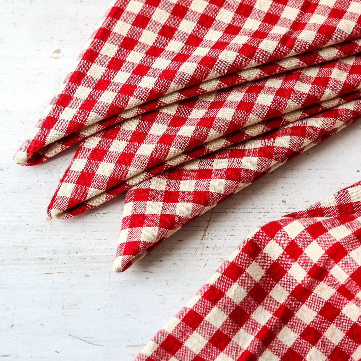 Set of Four Cotton Napkins - Red Gingham