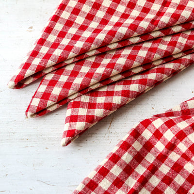 Set of Four Cotton Napkins - Red Gingham