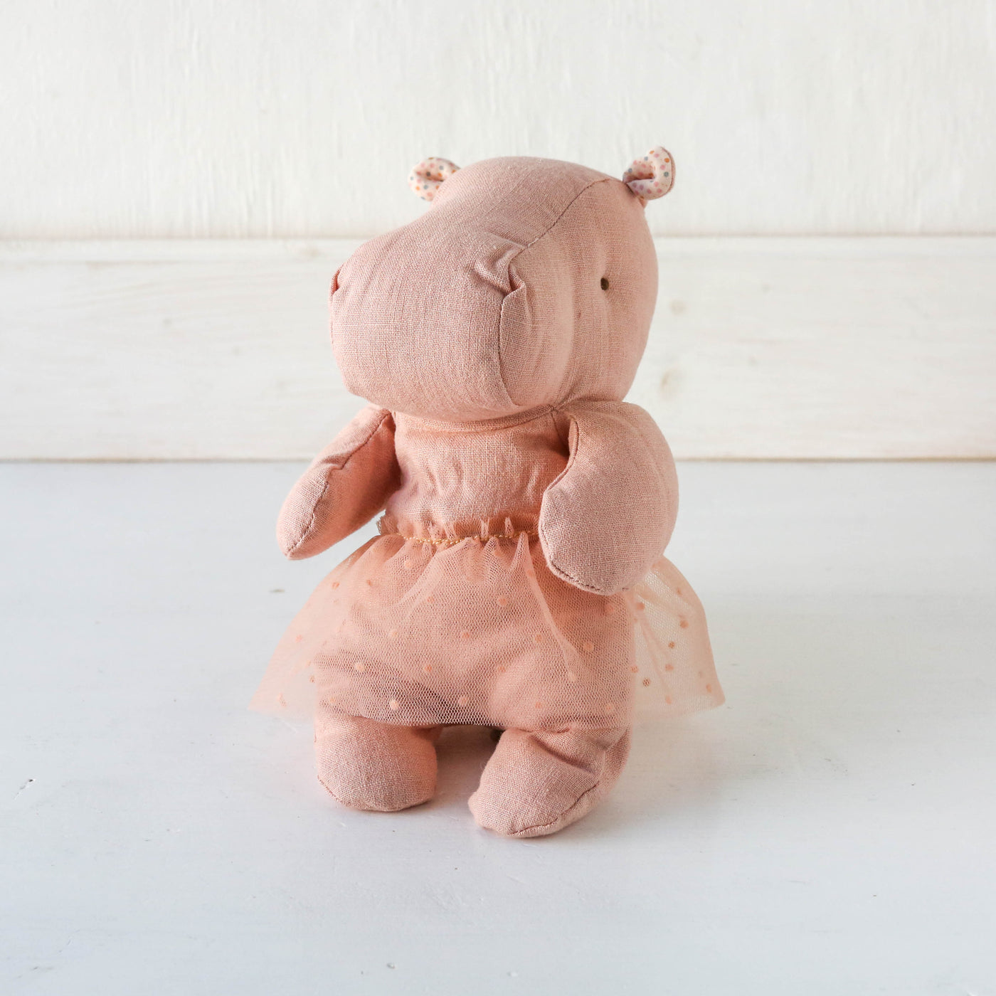 Small Hippo Toy with Skirt - Soft Rose