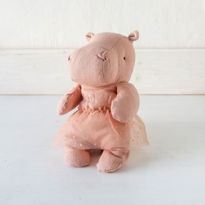 Small Hippo Toy with Skirt - Soft Rose