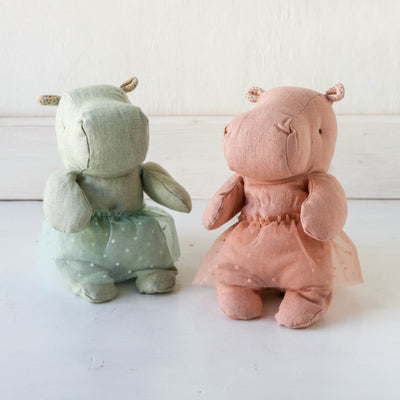 Small Hippo Toy with Skirt - Mint