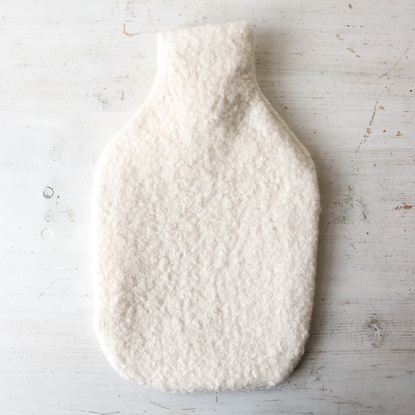 Handmade Hot Water Bottle - White Boucle