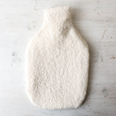 Handmade Hot Water Bottle - White Boucle
