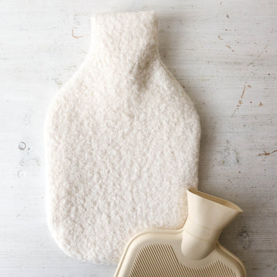 Handmade Hot Water Bottle - White Boucle