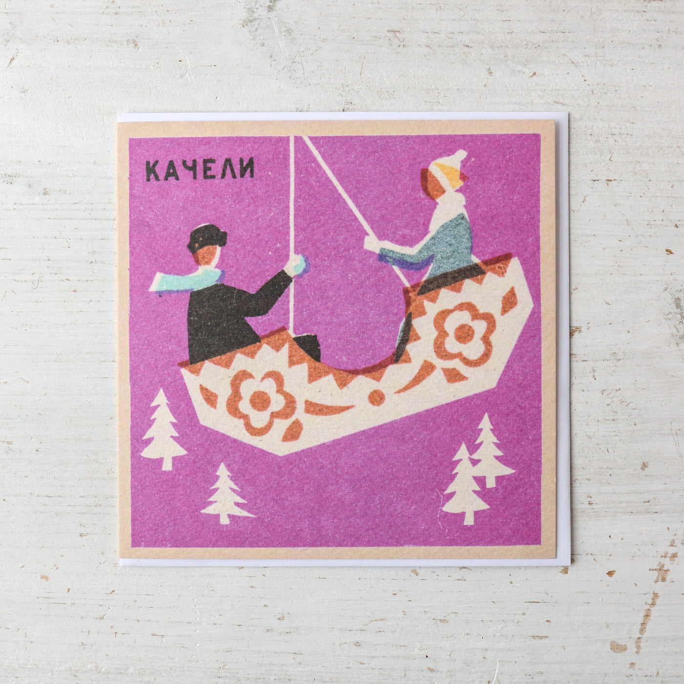 'Winter Swing' Vintage Matchbox Card Pack of 5