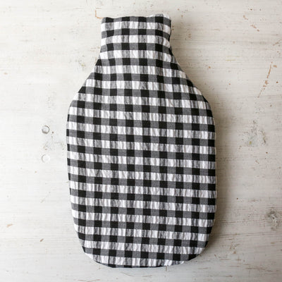 Handmade Hot Water Bottle - Black and White Gingham