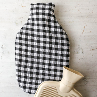 Handmade Hot Water Bottle - Black and White Gingham
