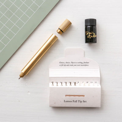 The Lumos Mini in Brass - Refillable Pen with Multiple Tips