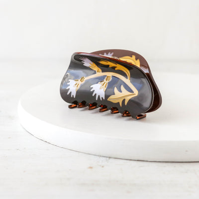Milk Thistle Hair Claw Dark Brown and Gold Acetate
