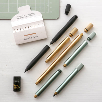 The Lumos Mini in Brass - Refillable Pen with Multiple Tips