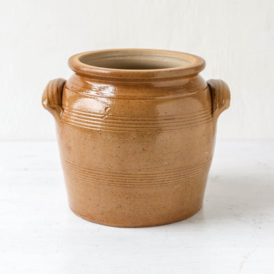 Large Vintage French Stoneware Confit Pot - Two Handles