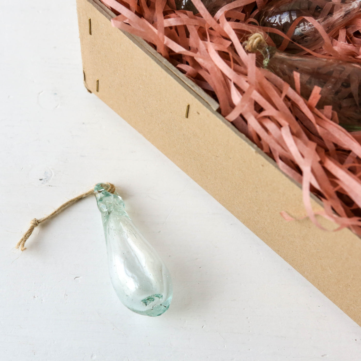 7cm Drop Hand Blown Glass Bauble - Clear