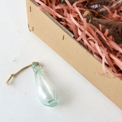 7cm Drop Hand Blown Glass Bauble - Clear