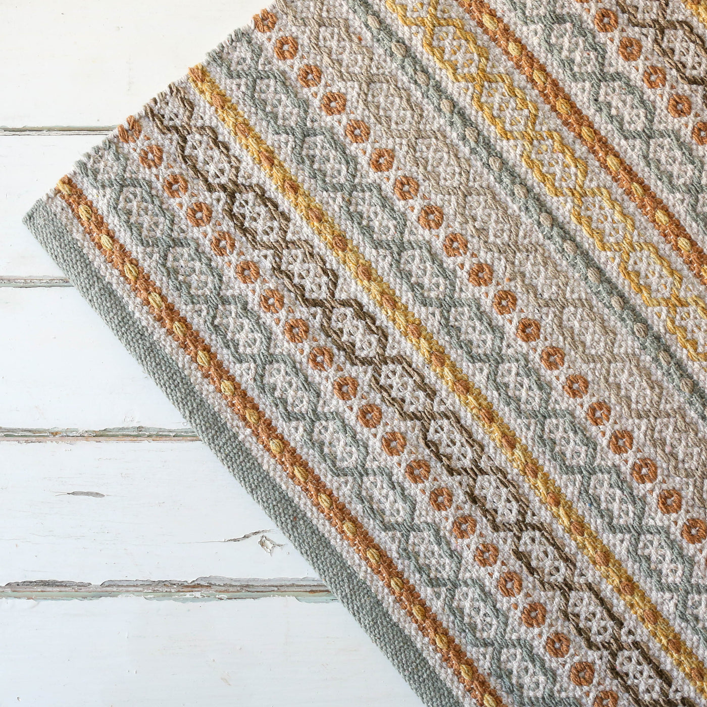 Cotton Geometric Repeat Rug in Sandy Tones - 60 x 90cm